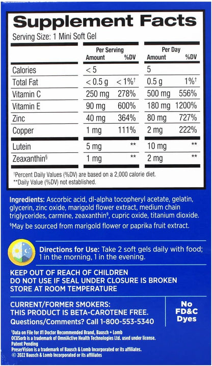 PreserVision AREDS 2 Eye Vitamin & Mineral – Vitamin E: Protects cell membranes from free radical damage. It also – Image 3