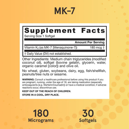 Jarrow Formulae MK-7 90 mcg – Bioactive Vitamin K2 for Bone Health (30 Softgels)