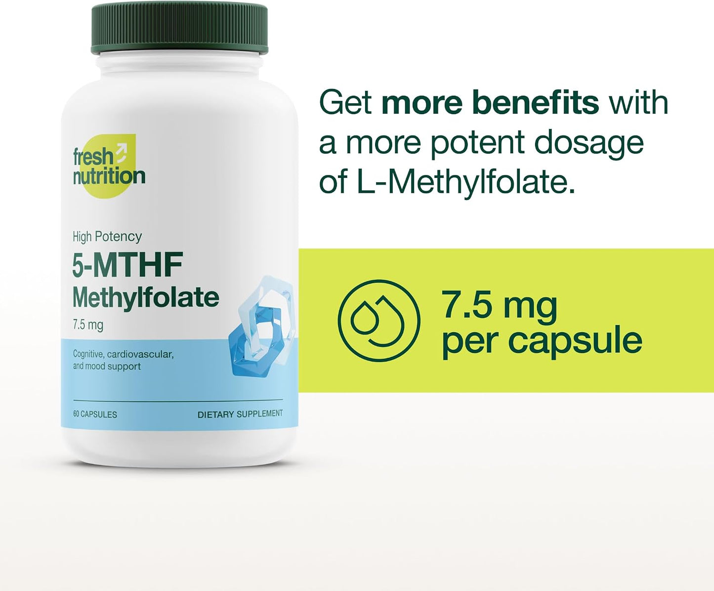 Fresh Nutrition L-Methylfolate 7.5 mg – 5-MTHF Methyl Folate – 90 Capsules - görsel 3