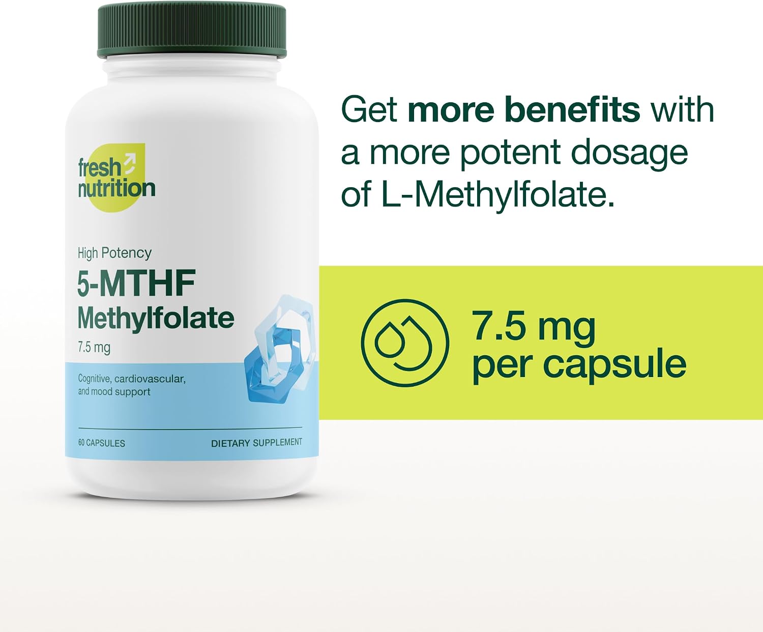 Fresh Nutrition L-Methylfolate 7.5 mg – 5-MTHF Methyl Folate – 90 Capsules - görsel 3