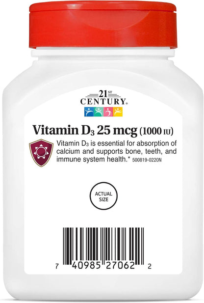 21st Century Vitamin D3 1000 IU Tablets (110 Tablets) – Pack of 3