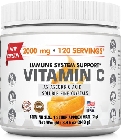 Immune & Genetics Protocols LLC Vitamin C High Potency Powder 2000 mg – Vegan, Non-GMO, 120 Servings