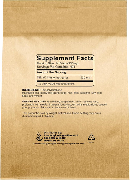 PURE ORIGINAL INGREDIENTS DIM, 113 g, Diindolylmethane Powder, Food Supplement, No Additives, Always Pure