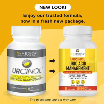 PurMEDICA Urcinol Uric Acid Food Supplement for Joint Support - 60 Capsules