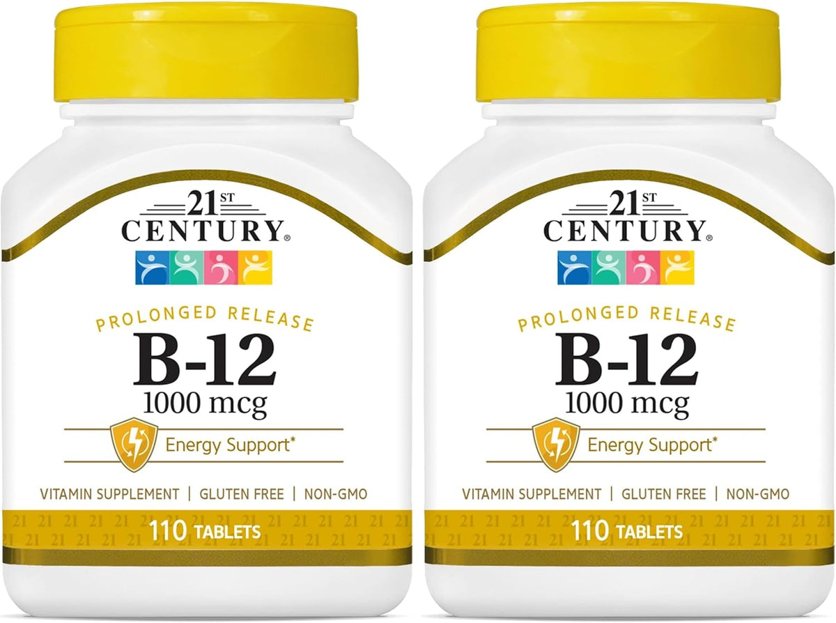 21st Century B12 1000 mcg Prolonged Release Tablets, Cyanocobalamin for Energy and Nerve Support, Gluten Free, 110 Tablets - görsel 8