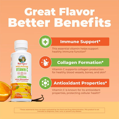 MaryRuth's Megadose Liquid Vitamin C Liposomal - 500 mg, 225 ml (30 Servings)