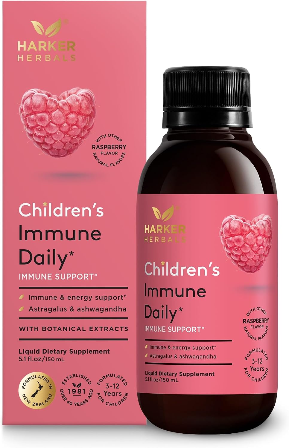 Harker Herbals Children's Immune Daily Syrup - Herbal Health & Energy Support with Astragalus, Codonopsis, Ashwagandha & Liquorice Root, Natural Mint Flavour, Plant-Based (150 ml) - görsel 1