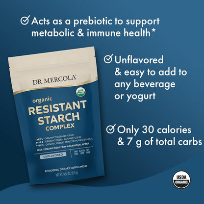 Dr. Mercola Organic Resistant Starch Complex – Gut & Immune Health, 270 g (30 Servings)