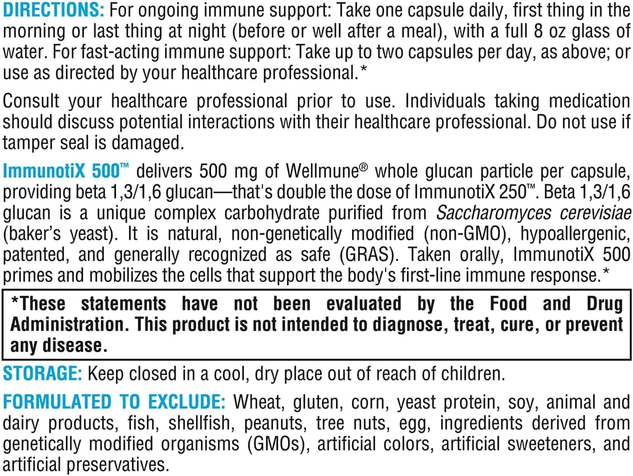 XYMOGEN ImmunotiX 500 - 500 mg Wellmune Beta-Glucan - Immune Support - 60 Vegetarian Capsules - görsel 7