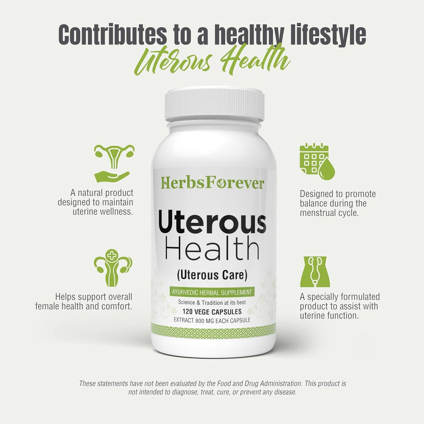 Herbsforever Uterous Care – Herbal Uterine Support Formula, 120 Vegetable Capsules, 800 mg Concentrated Extract - görsel 5