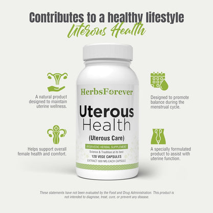 Herbsforever Uterous Care – Herbal Uterine Support Formula, 120 Vegetable Capsules, 800 mg Concentrated Extract