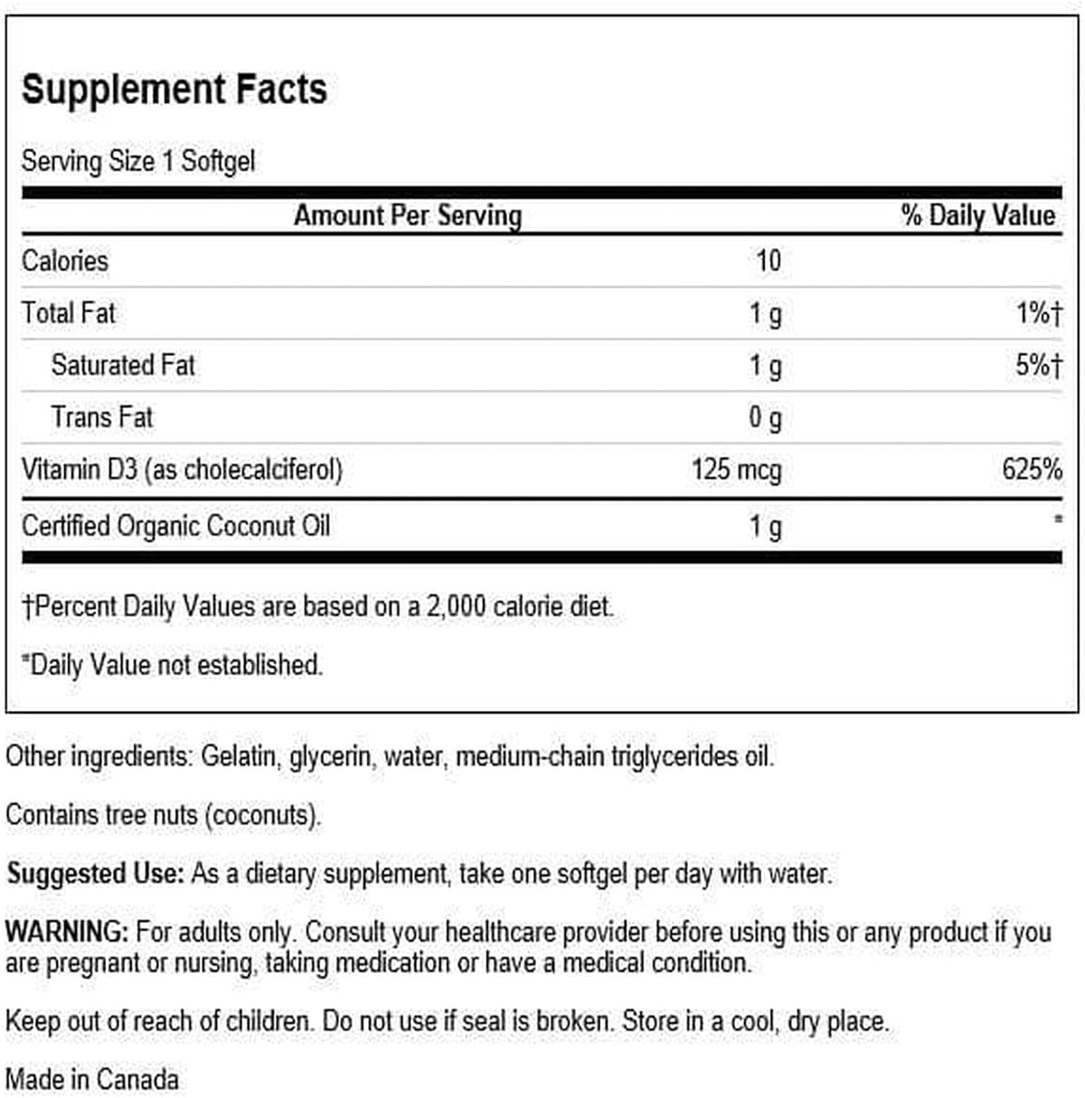 Swanson High Potency Vitamin D-3 with Coconut – 5000 IU (125 mcg), 60 Softgels (2 Pack) - görsel 2