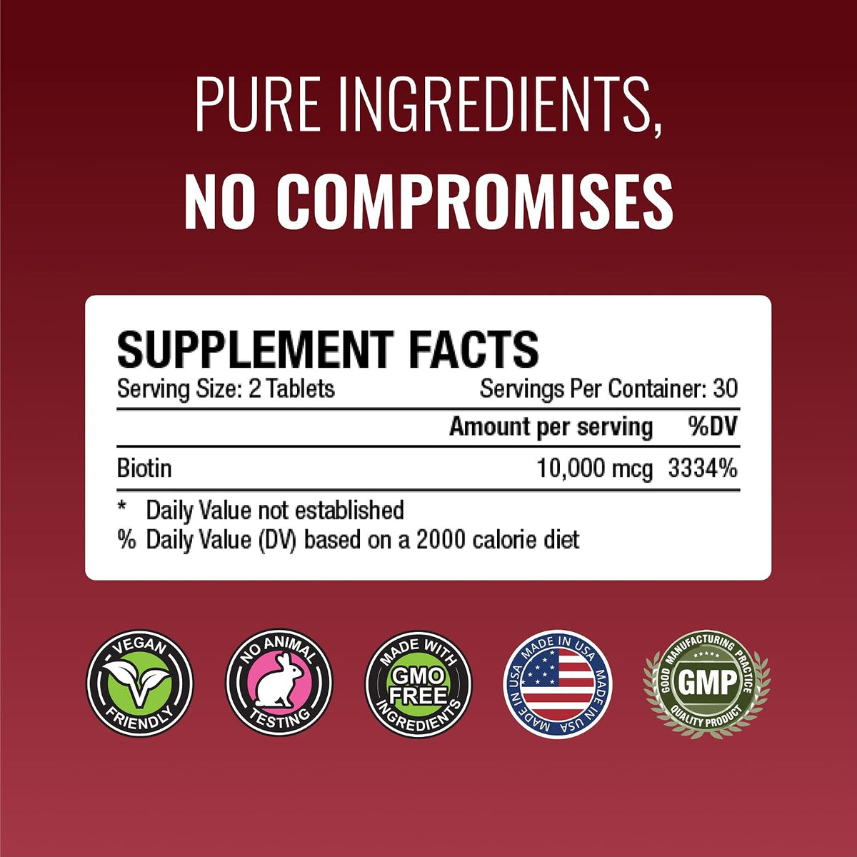 Approved Science Biotin MD – 10,000mcg Biotin per Serving – 180 Vegan Tablets - görsel 6