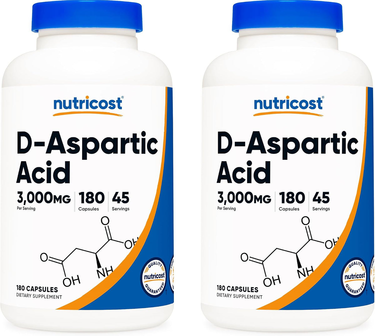 Nutricost D-Aspartic Acid Capsules – 3000mg per Serving, 180 Capsules per Bottle (2 Pack) - görsel 1