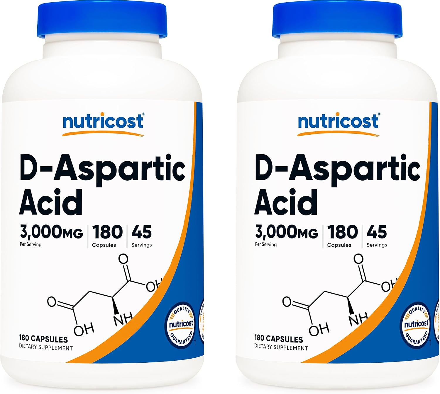 Nutricost D-Aspartic Acid Capsules – 3000mg per Serving, 180 Capsules per Bottle (2 Pack) - görsel 1