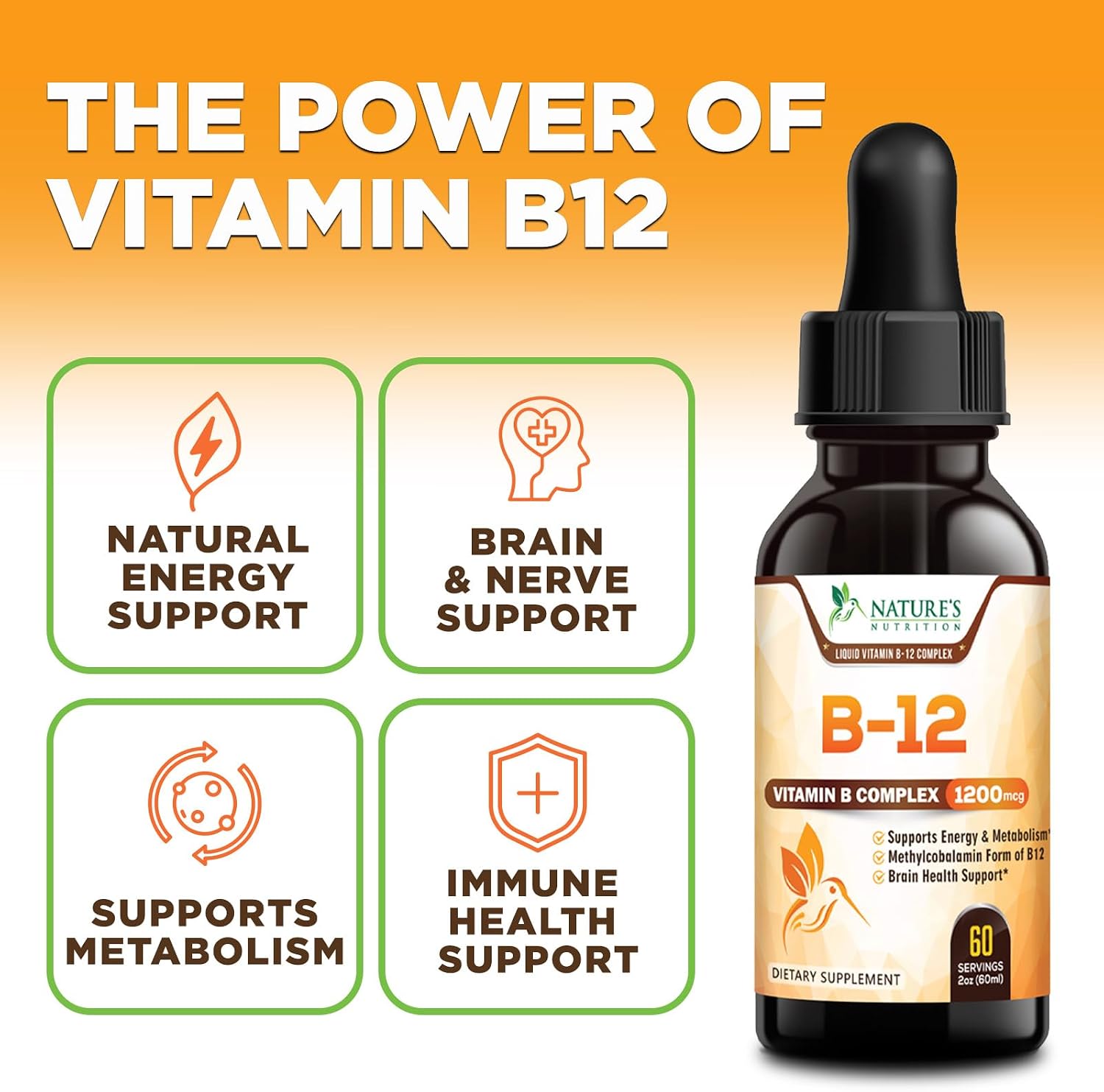 Vitamin B12 Drops - Extra Strength Methylcobalamin Super B Complex - Sublingual Liquid for Energy, Nervous System & Metabolism Support - Raspberry Flavoured - 60 ml - görsel 5