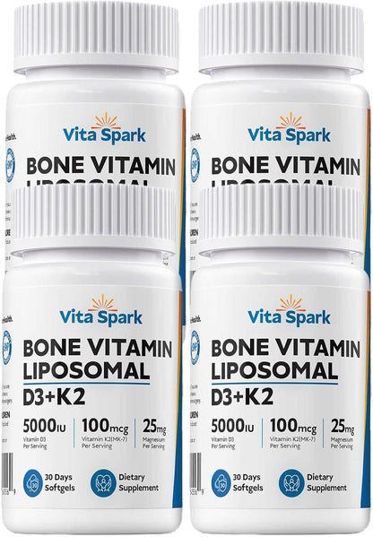 Vitamin D3 K2 with Magnesium - Liposomal Bone Vitamins Supplement, 5000IU D3, 100mcg K2 MK-7, 60 Mini Soft gel capsules