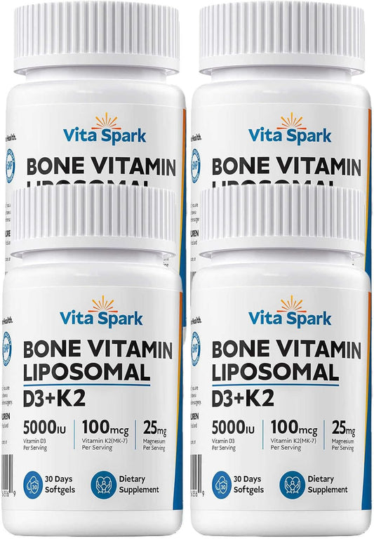 Vitamin D3 K2 with Magnesium - Liposomal Bone Support Supplement, 5000 IU D3, 100 mcg K2 MK-7, 120 Mini Soft Capsules