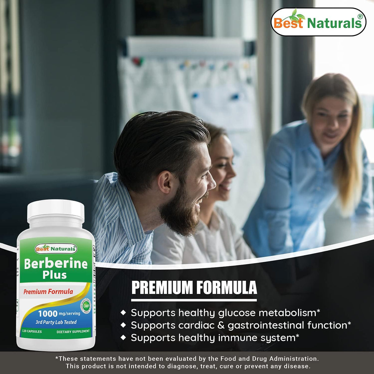 Best Naturals Berberine Plus 1000 mg per Serving, 120 Capsules (Pack of 3) - görsel 5