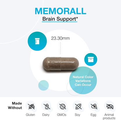 XYMOGEN MemorAll - Brain & Memory Support - Ginkgo Biloba, Bacopa and B Vitamins - Gluten-free, Dairy-free & Non-GMO - 60 Capsules