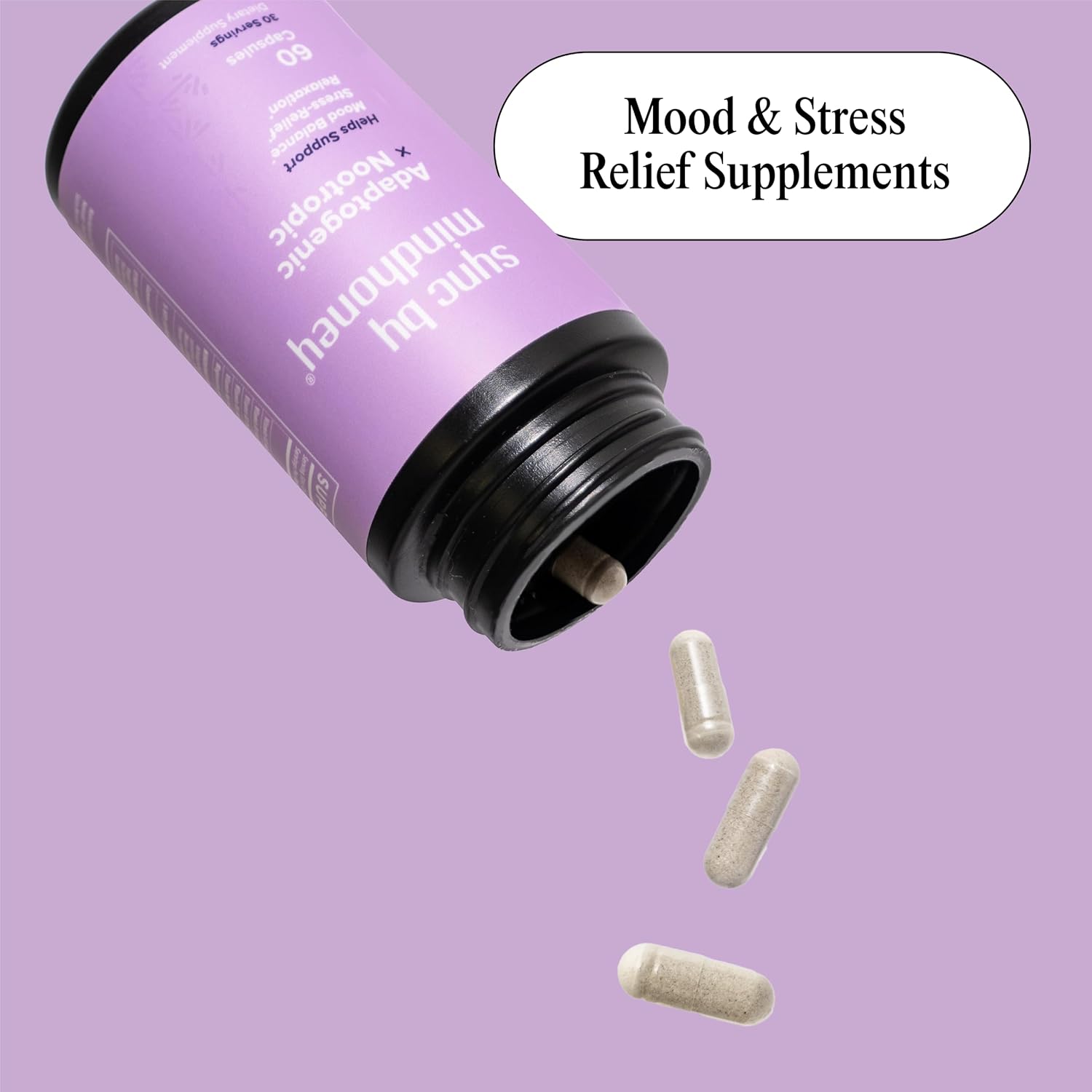 MINDHONEY | SYNC 60 Capsules, Premium All-in-One Adaptogenic Supplement | Relaxation, Mood Balance, Stress | Magnesium, Ashwagandha, Nootropics, Adaptogens, Minerals & Vitamins - görsel 4