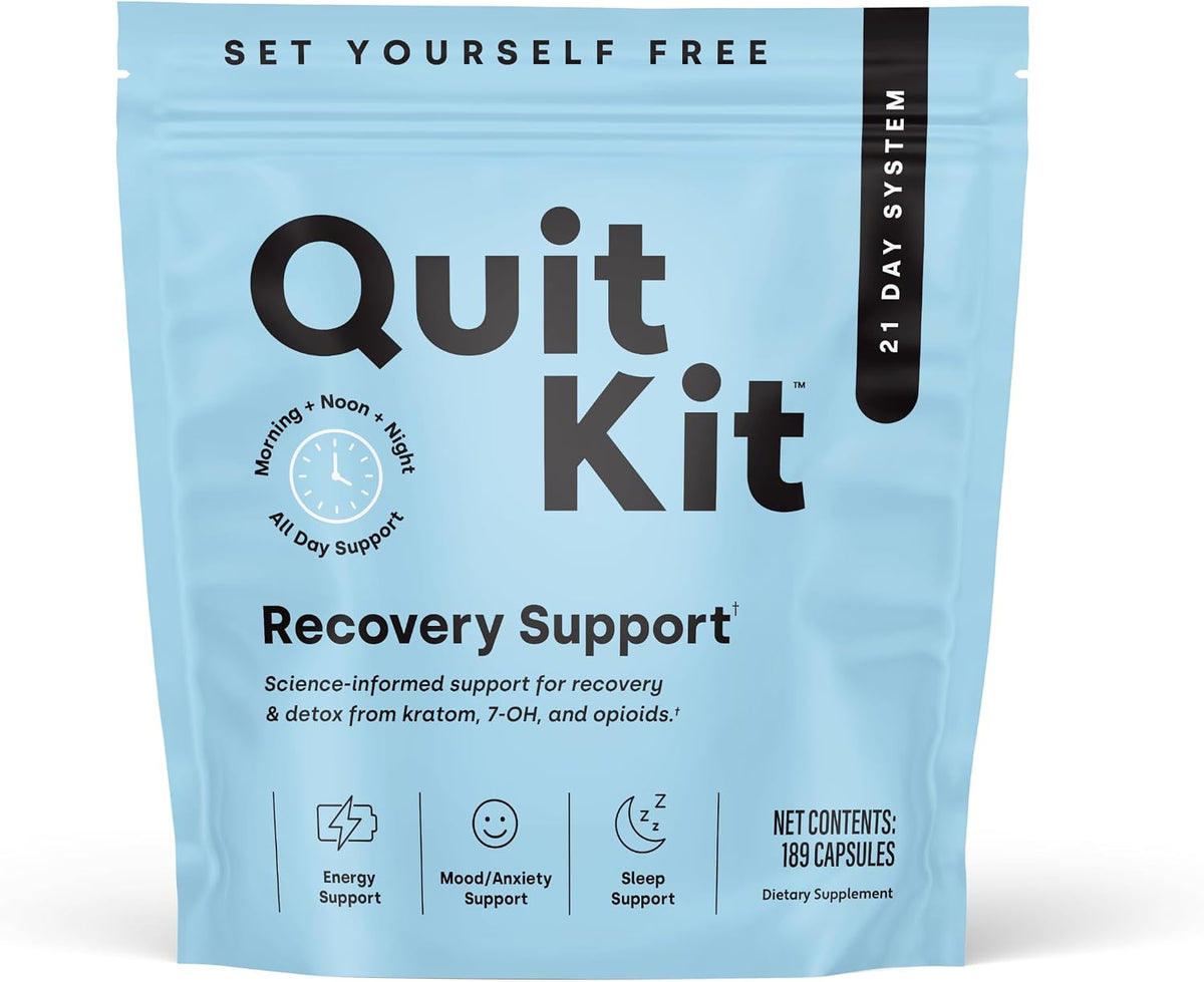 Quit Kit Detox & Withdrawal Support System - 21-Day Recovery Supplement with Magnesium Glycinate, GABA & L-Theanine - görsel 1