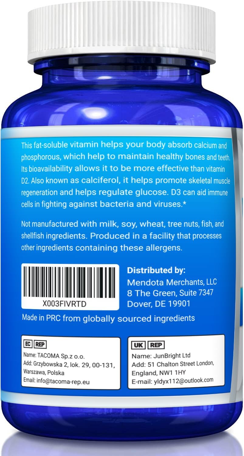 Vitamin D3 4000 IU Food Supplement - 360 Softgels - Bone and Immune Health - görsel 6