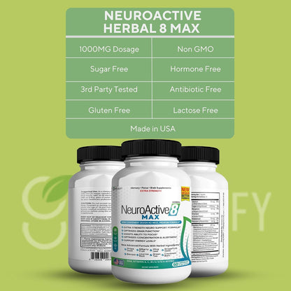 NeuroActive 8 Max Cognitive Support Food Supplement – Extra Strength, 60 Capsules