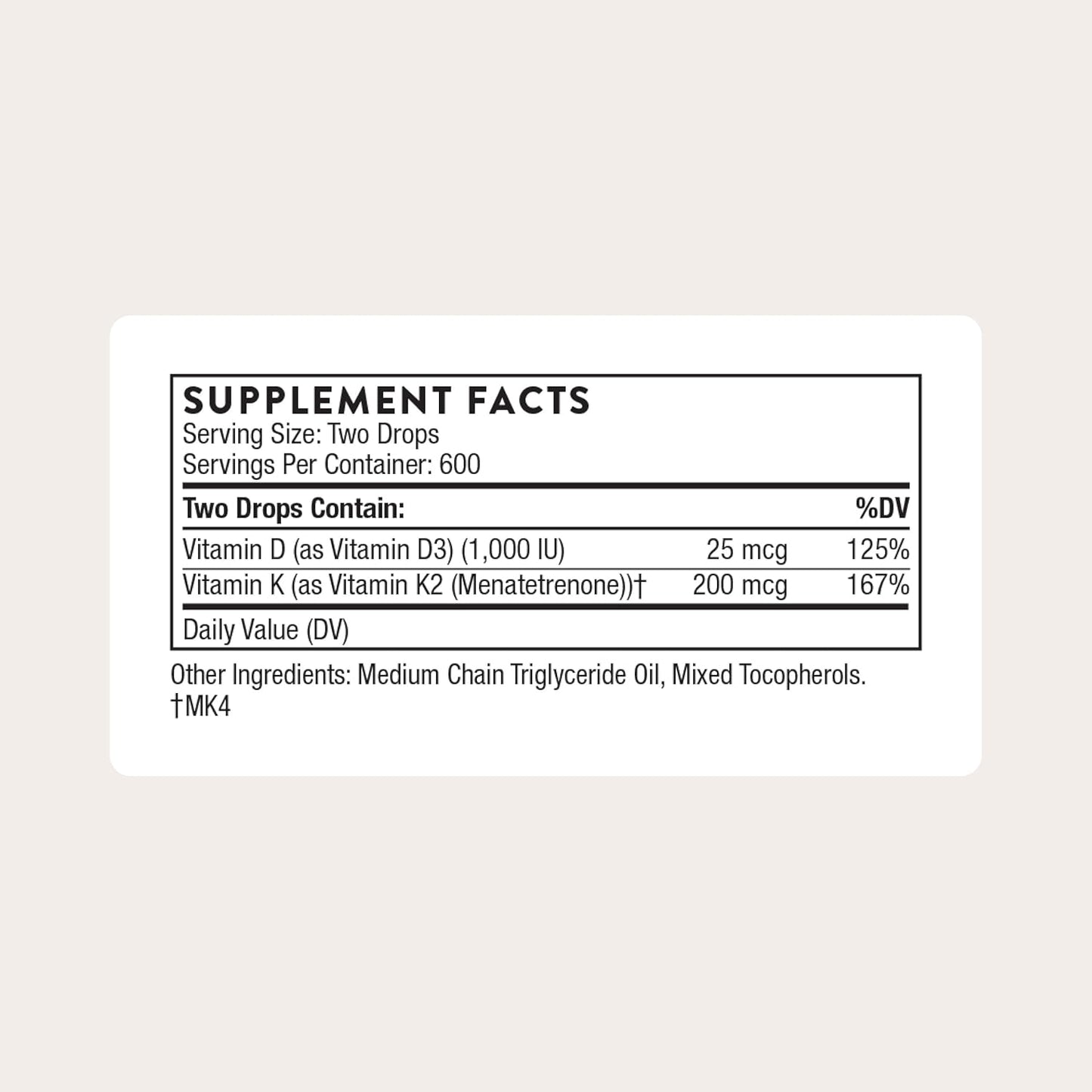 THORNE Vitamin D + K2 Liquid – D3 and K2 with Metered Dispenser, 30 ml, 600 Doses - görsel 2