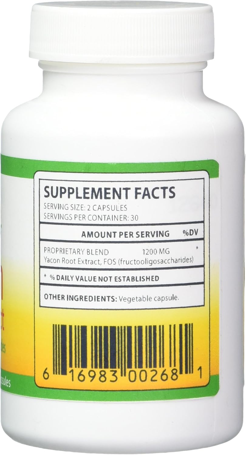 Yacon Root Extract Serving Capsules Plus Fructooligosaccharides, 1200 mg, 60 Capsules - görsel 2