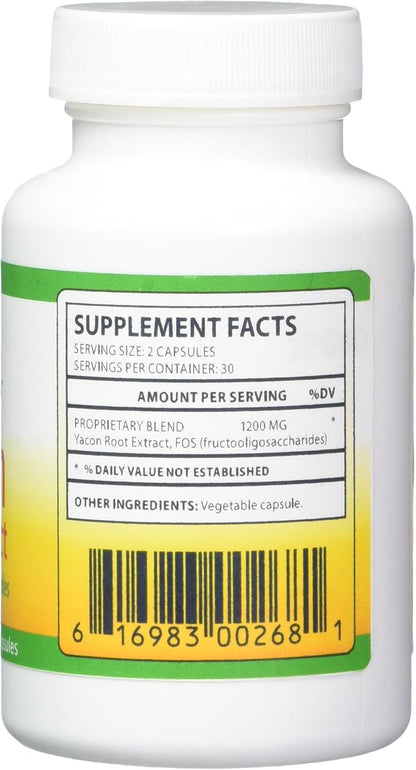 Yacon Root Extract Serving Capsules Plus Fructooligosaccharides, 1200 mg, 60 Capsules