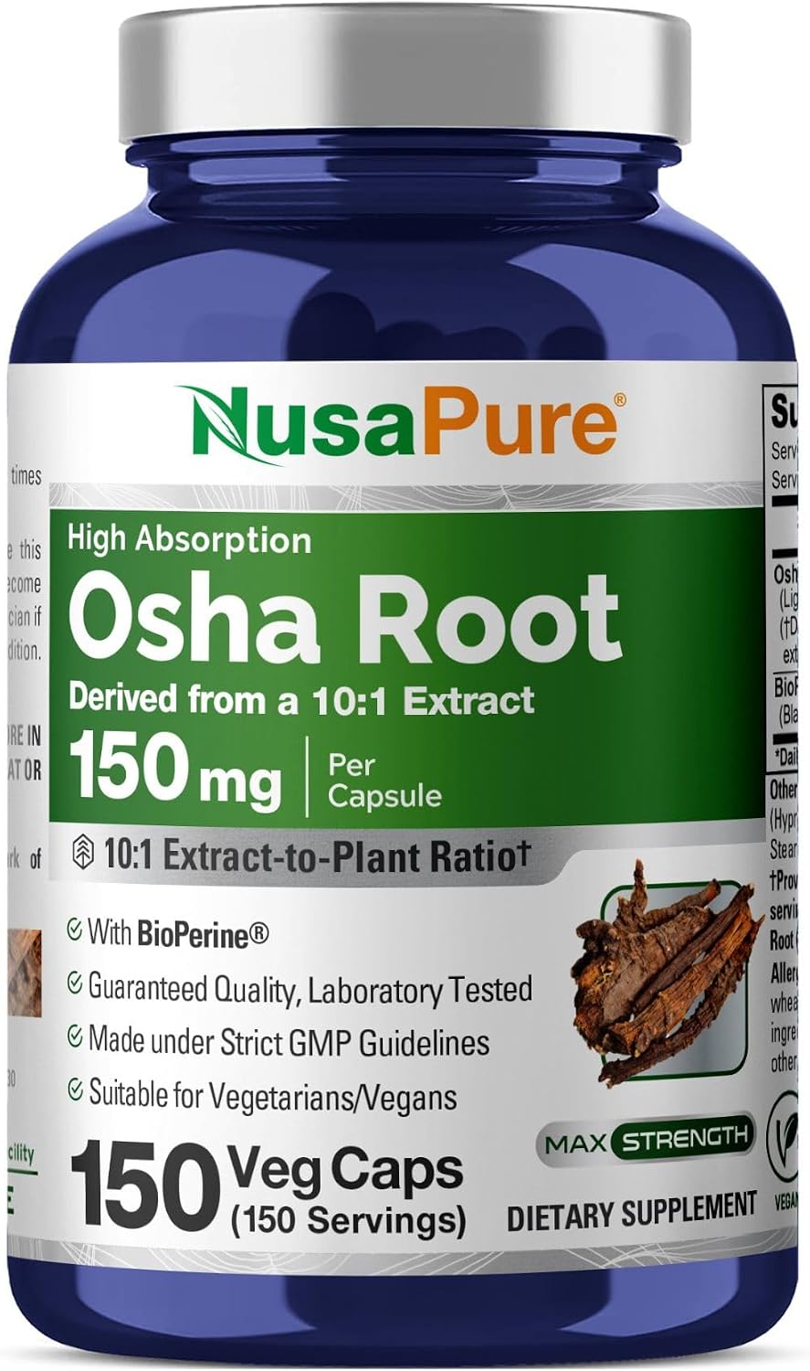 NusaPure OSHA Root Capsules, 1500 mg, 150 Veg Capsules (Non-GMO, Vegan) - görsel 1