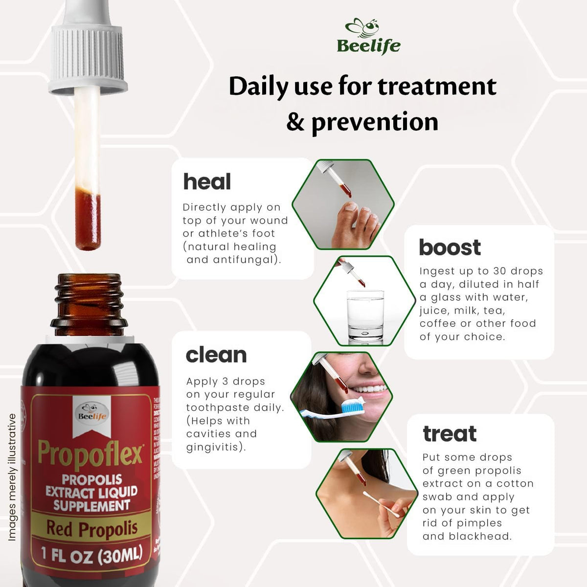 Beelife Red Bee Propolis Extract - 100% Pure Brazilian Tincture, High Artepillin-C, Immune Support (30 ml) - görsel 4
