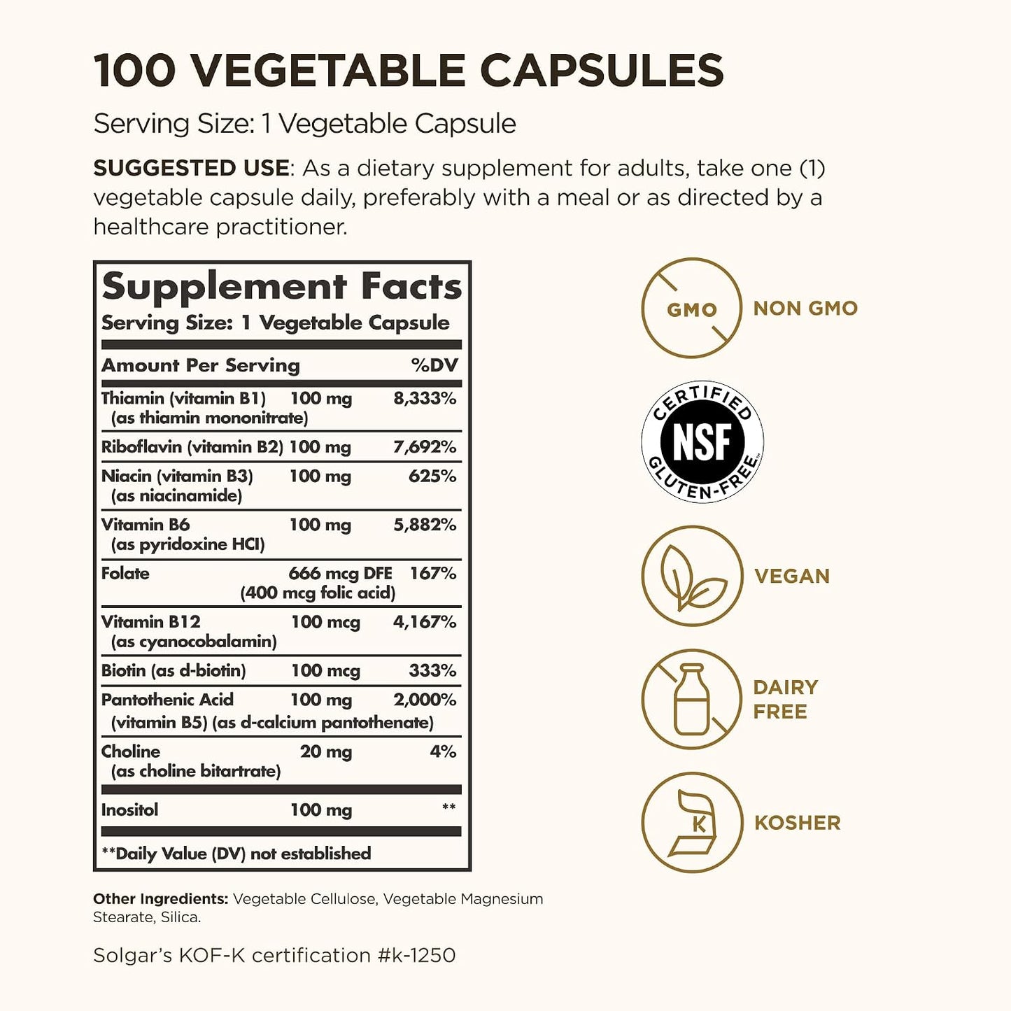 Solgar B-Complex "100", 100 Vegetable Capsules - görsel 2