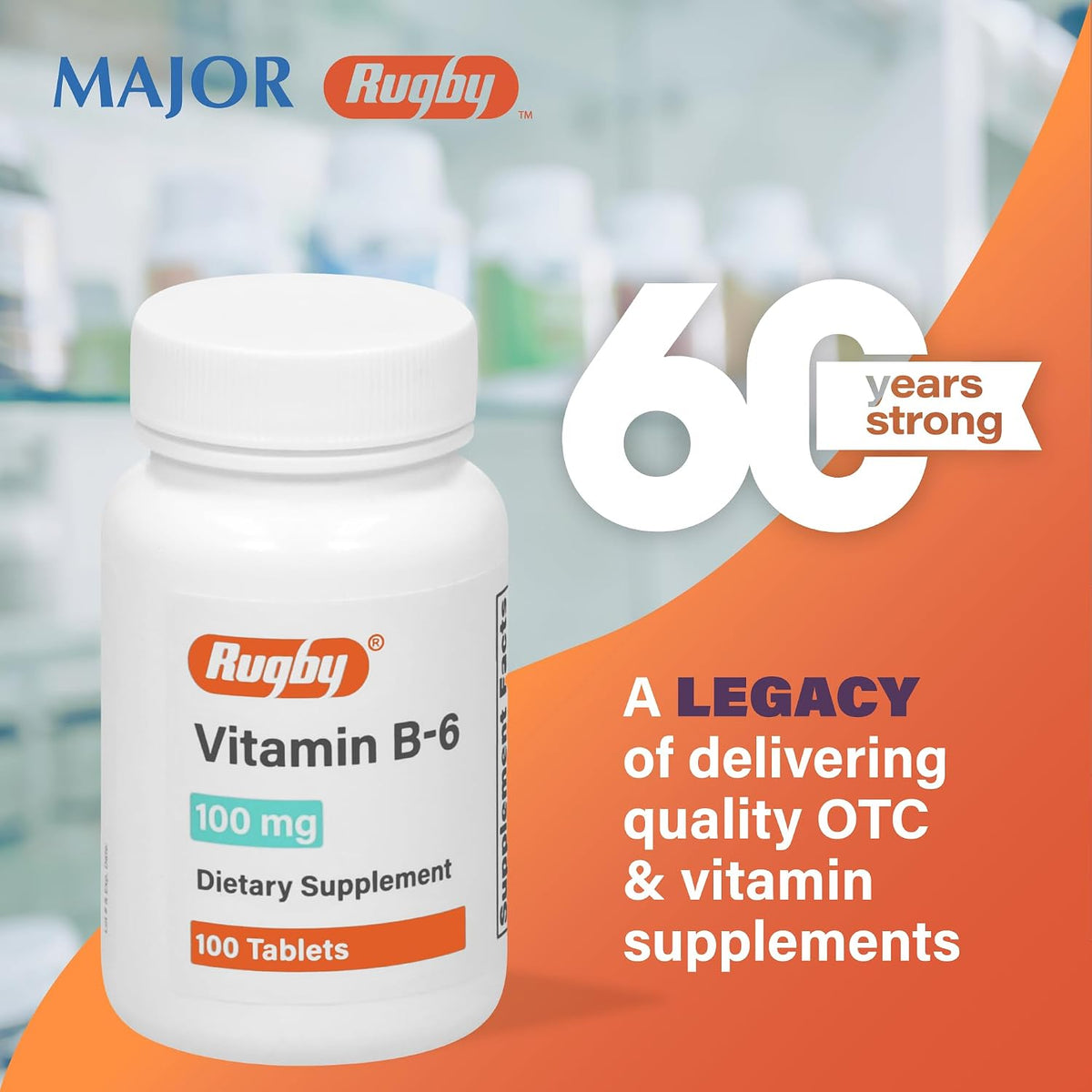 Rugby Vitamin B-6 Tablets - 100mg - 100 Tablets - görsel 6