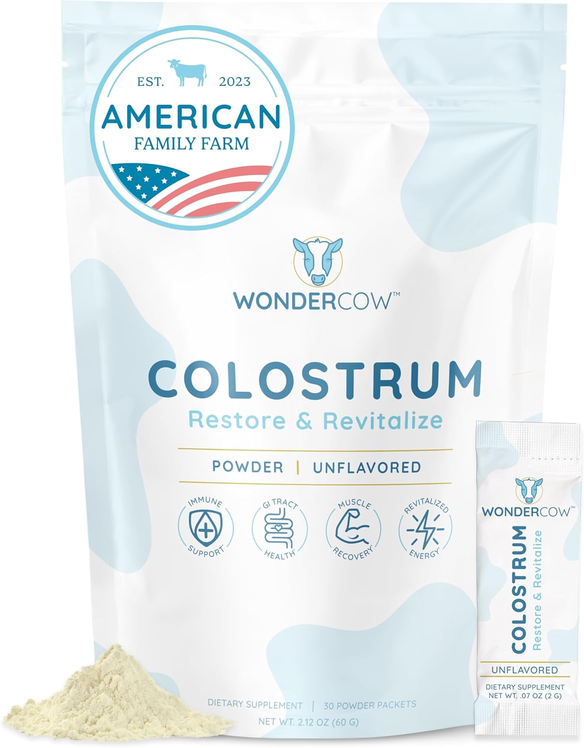 WONDERCOW Colostrum Supplement Powder for Gut Health, Immune Support and Wellness - görsel 1