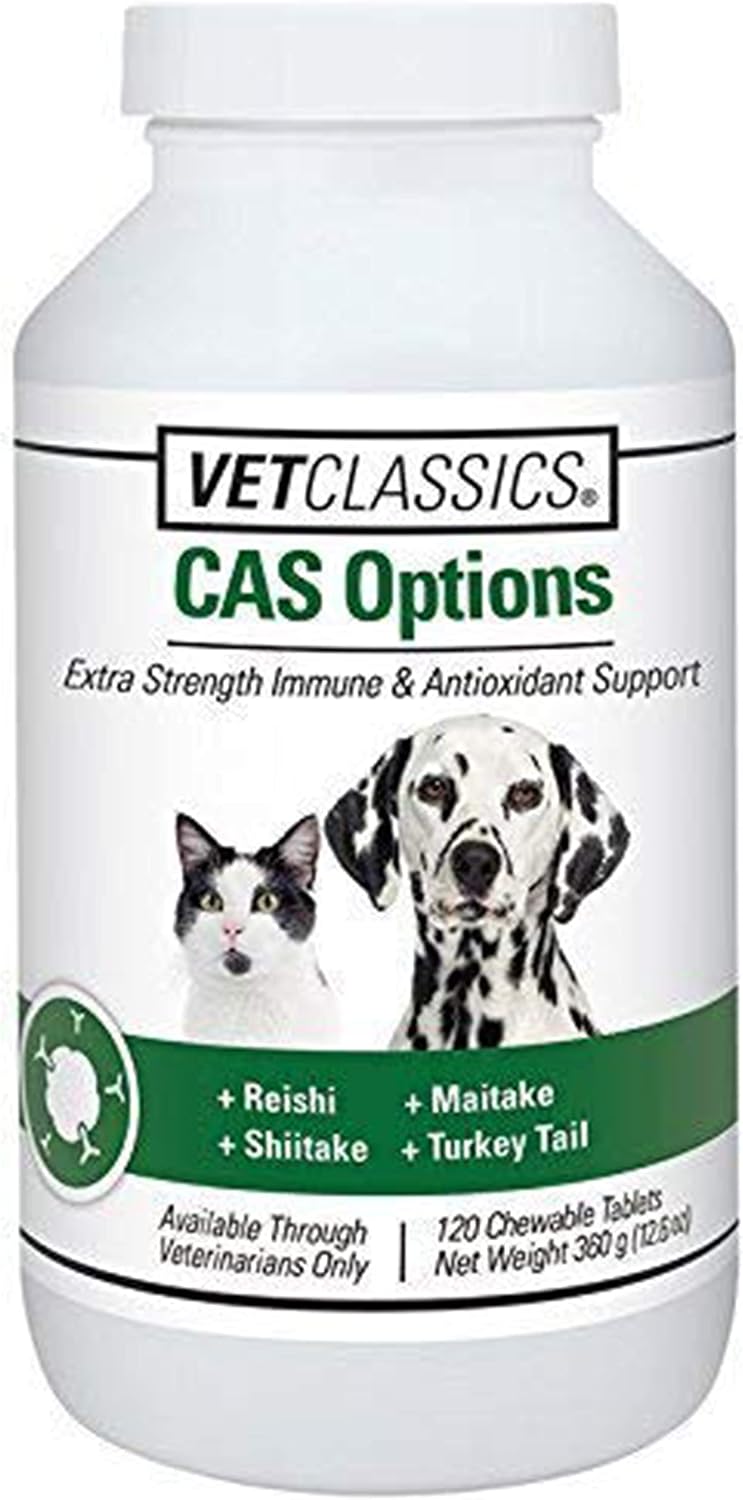 Vet Classics CAS Options Extra Strength Immune Support for Dogs & Cats – 120 Chewable Tablets - görsel 1
