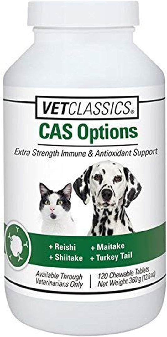 Vet Classics CAS Options Extra Strength Immune Support for Dogs & Cats – 120 Chewable Tablets