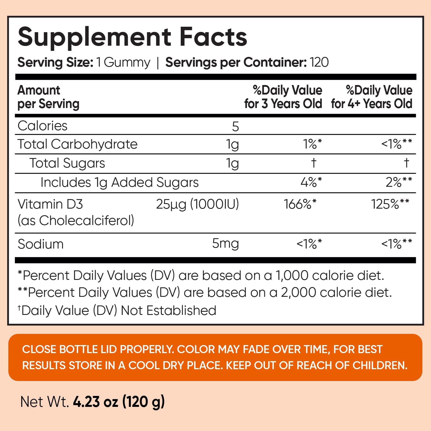 maxmedix Kids Vitamin D3 1000 IU Gummies, 120 Count (4-Month Supply) - görsel 4