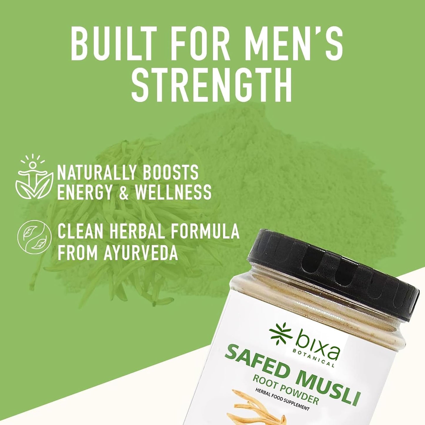 bixa BOTANICAL Safed Musli Root Powder – Ayurvedic Herbal Supplement, 3.5 oz (100 g) - görsel 3