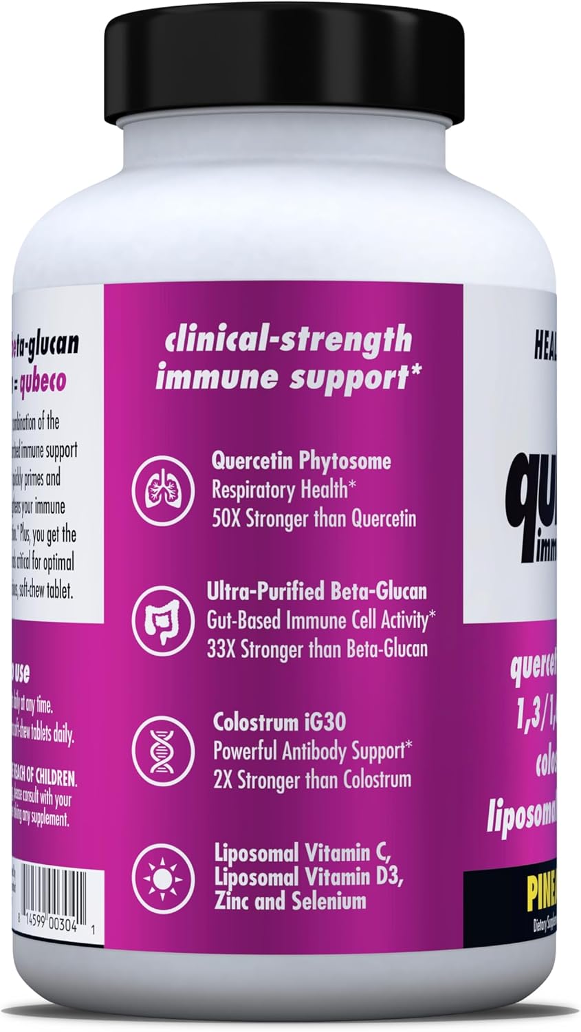 HEALTH DIRECT - Qubeco Immune Support with Vitamin D3, Liposomal Vitamin C, Quercetin, Beta-Glucan, Colostrum, Zinc & Selenium - 56 Soft Chew Tablets - Pineapple Zest - görsel 7