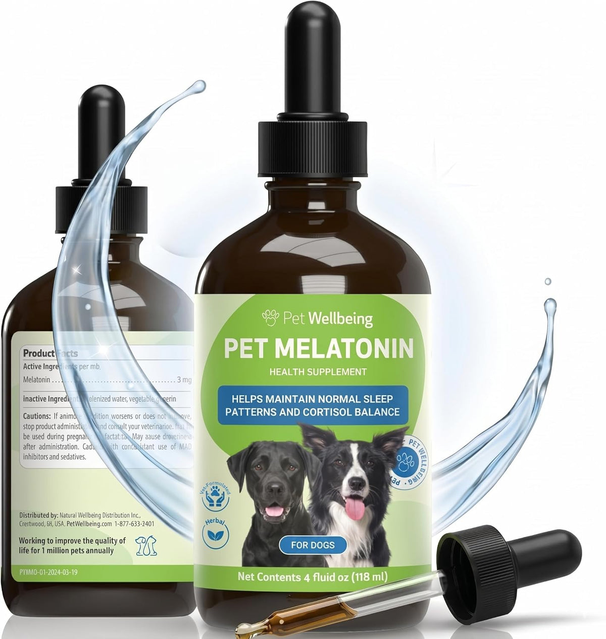 Pet Wellbeing Pet Melatonin for Dogs - Supports Adrenal Health, Cortisol Balance, Helps Maintain Normal Sleep Patterns - Veterinarian-Formulated Liquid Supplement 2 fl oz (59 ml) - görsel 10