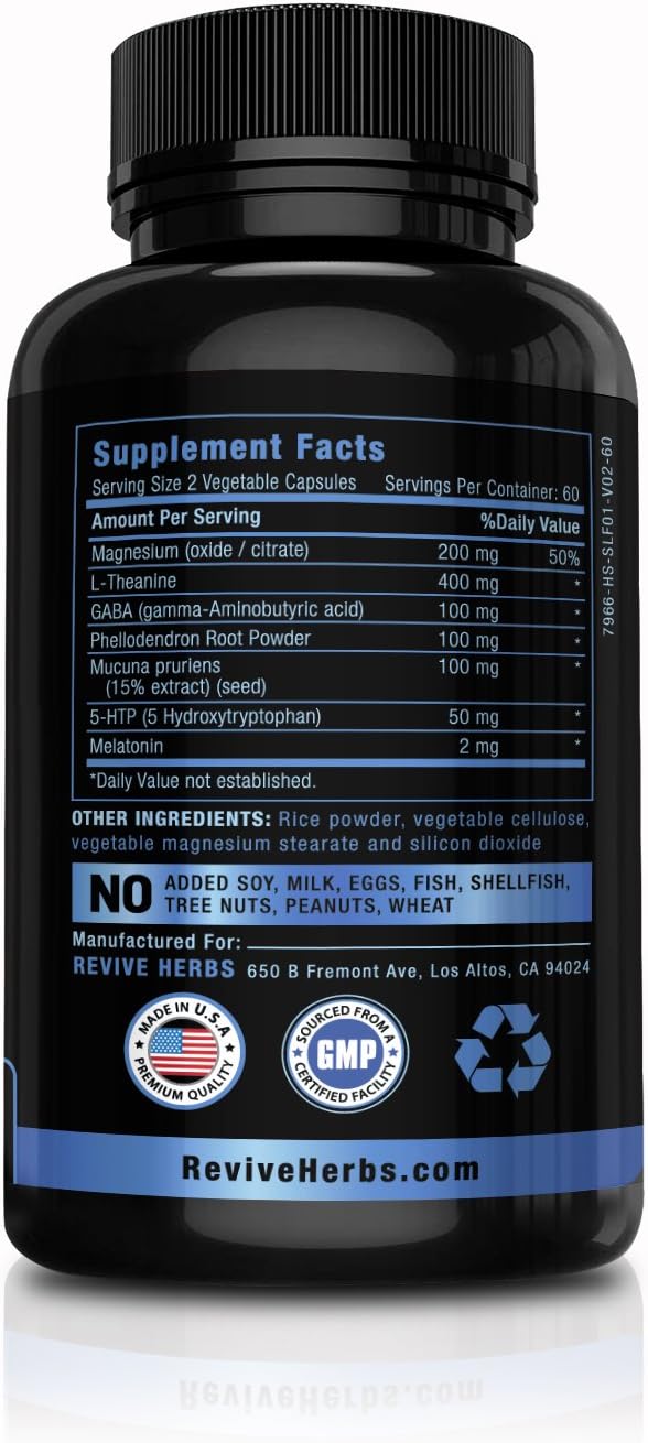 Melatonin, GABA, L-Theanine - 60 Vegetarian Capsules - görsel 2