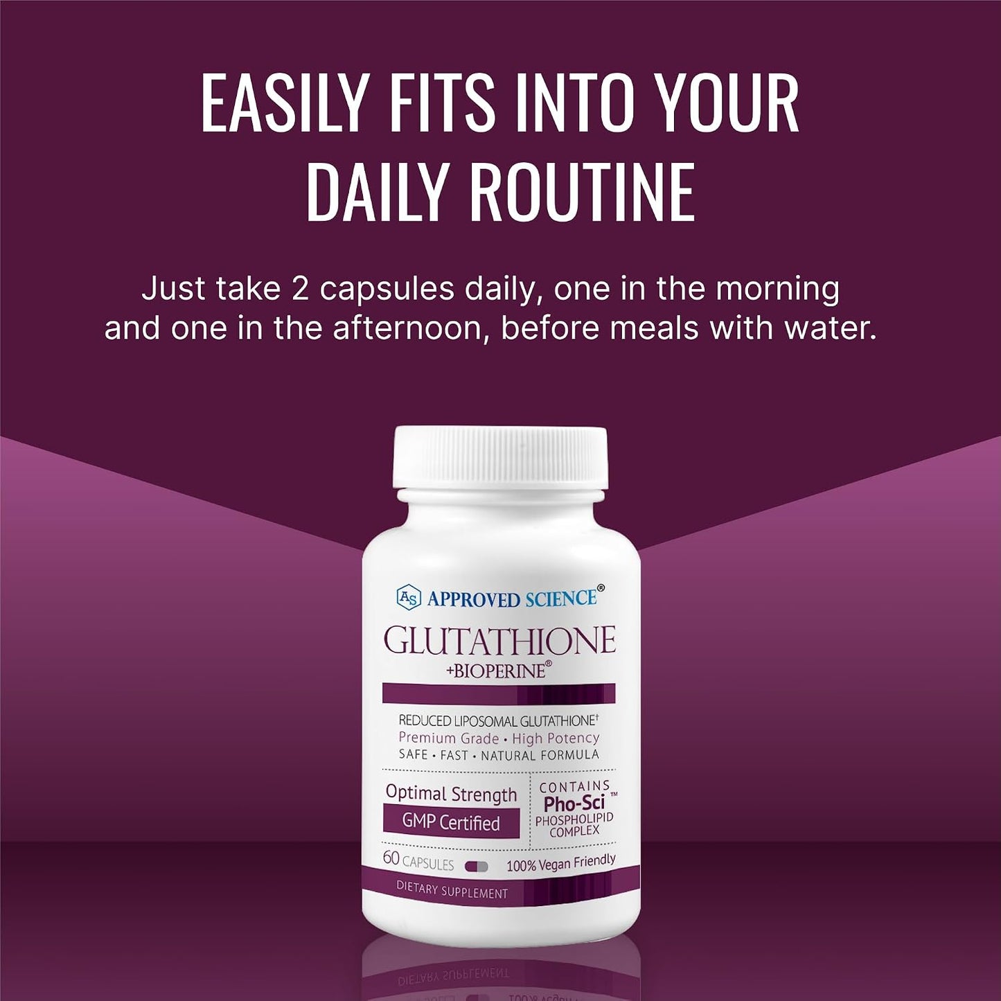 Approved Science® Glutathione 500 mg with Phospholipid Complex, Vitamin C & BioPerine – 180 Veggie Capsules - görsel 6