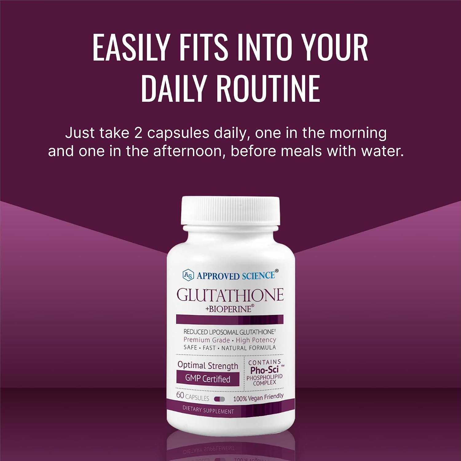 Approved Science® Glutathione 500 mg with Phospholipid Complex, Vitamin C & BioPerine – 180 Veggie Capsules - görsel 6