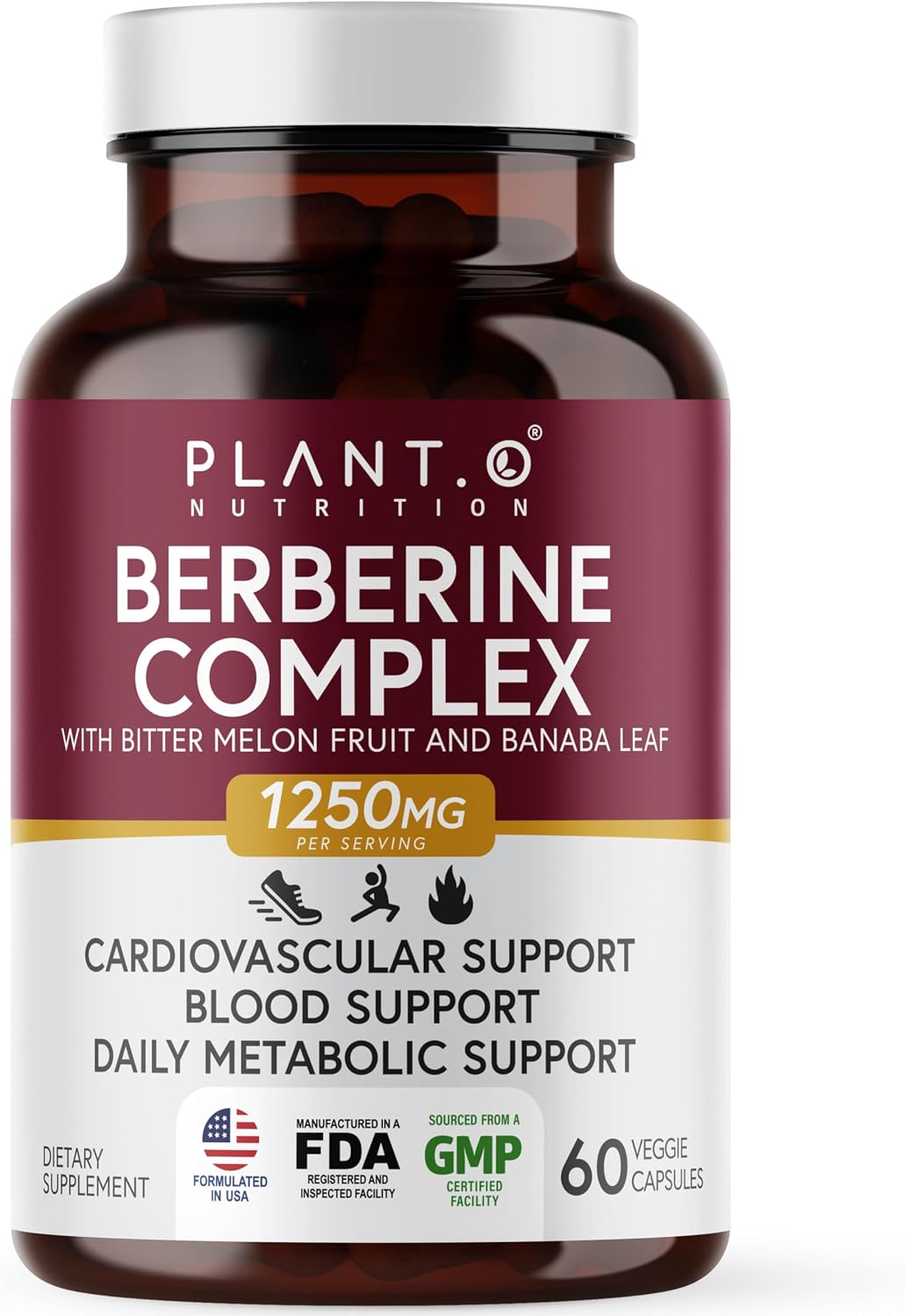 Berberine Supplement - 10x Higher Absorption Berberine HCl Complex with Bitter Lemon and Banaba Leaf - 60 Capsules, Non-GMO - görsel 1