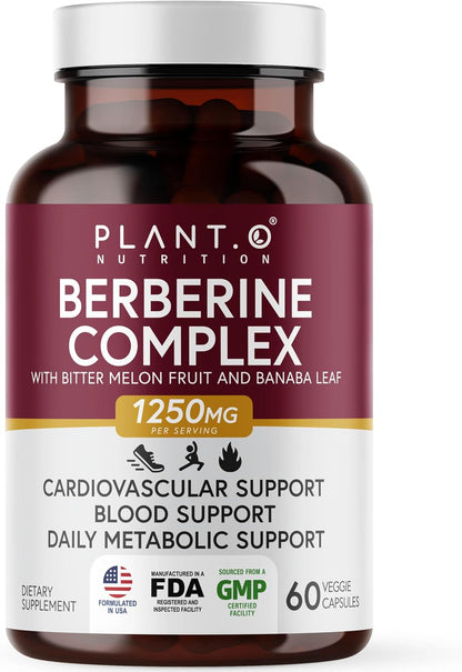 Berberine Supplement - 10x Higher Absorption Berberine HCl Complex with Bitter Lemon and Banaba Leaf - 60 Capsules, Non-GMO