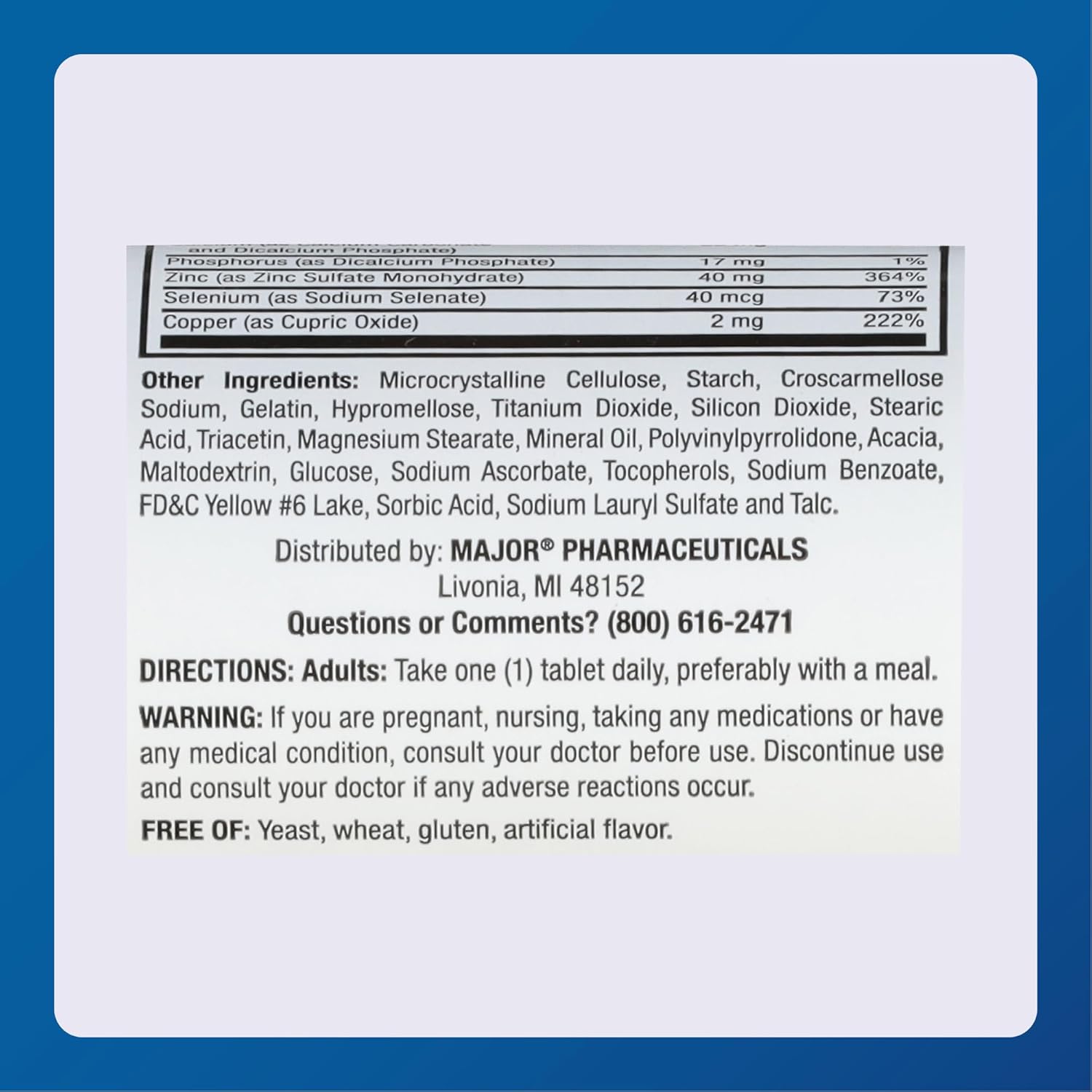 Major ProSight Vitamin and Mineral Supplement – High Potency Zinc with Vitamins, 60 Tablets - görsel 6
