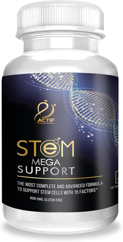 ACTIF Stem Cell Mega Support with 15 Factors - Non-GMO, 2 Month Supply, Made in USA
