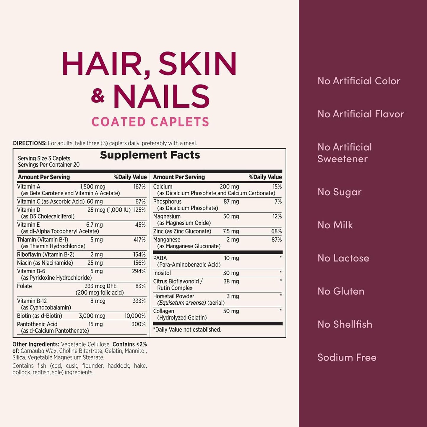 Nature's Bounty Hair, Skin and Nails Formula, 60 Capsules - görsel 4